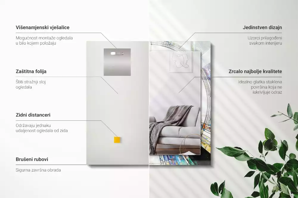 Rechthoekige spiegel met bedrukte lijst Abstract mozaïek van cirkels