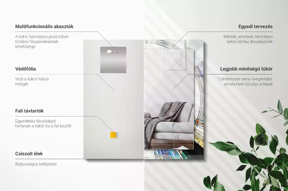 Rechthoekige spiegel met bedrukte lijst Abstract mozaïek van cirkels