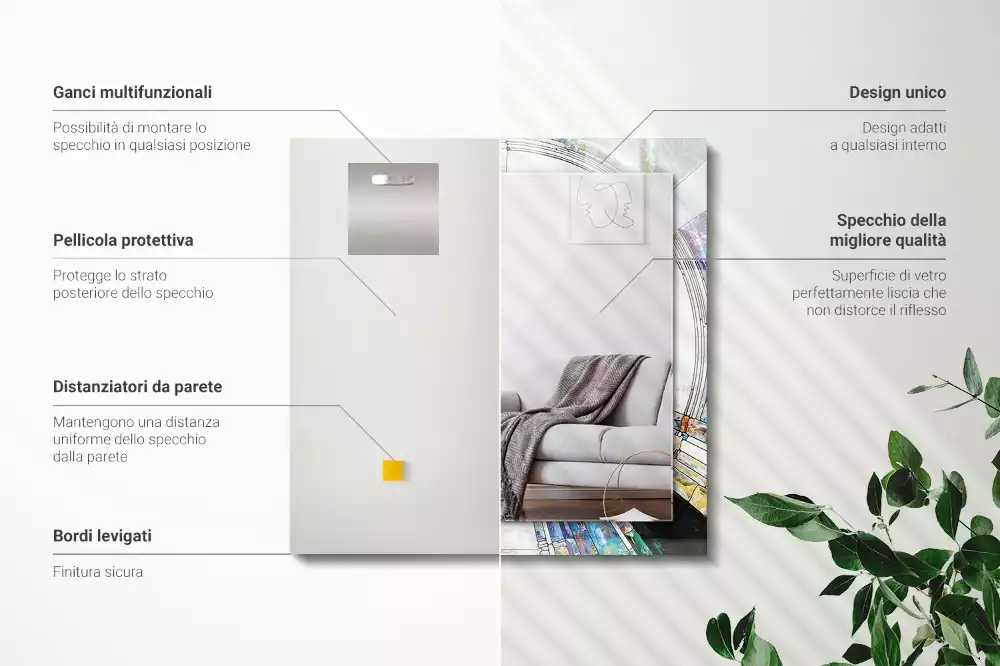 Rechthoekige spiegel met bedrukte lijst Abstract mozaïek van cirkels