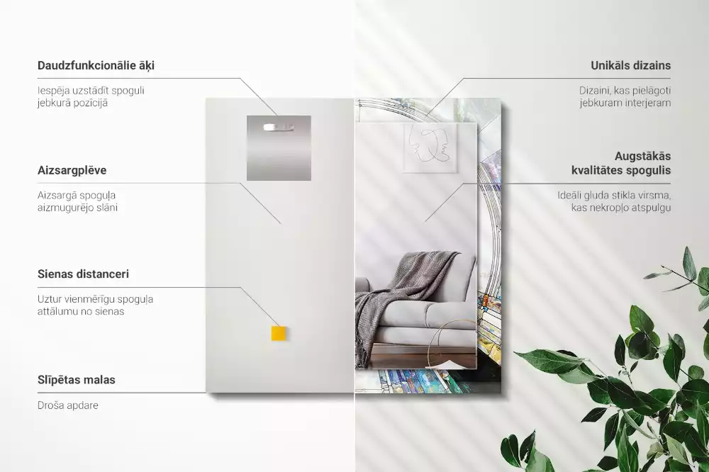 Rechthoekige spiegel met bedrukte lijst Abstract mozaïek van cirkels