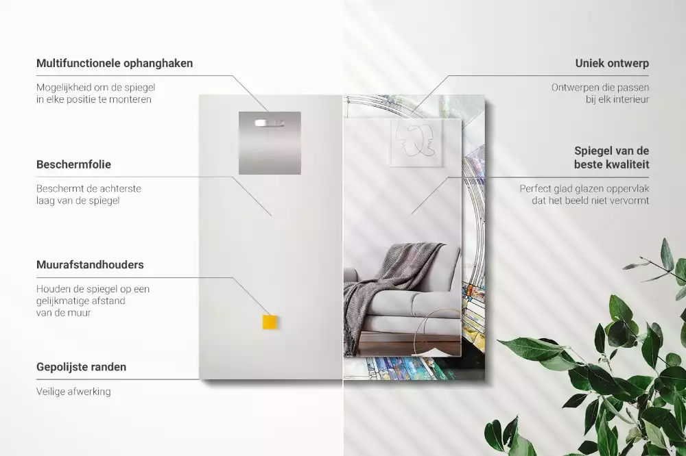 Rechthoekige spiegel met bedrukte lijst Abstract mozaïek van cirkels