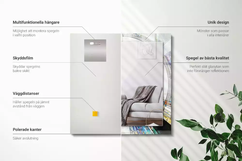 Rechthoekige spiegel met bedrukte lijst Abstract mozaïek van cirkels