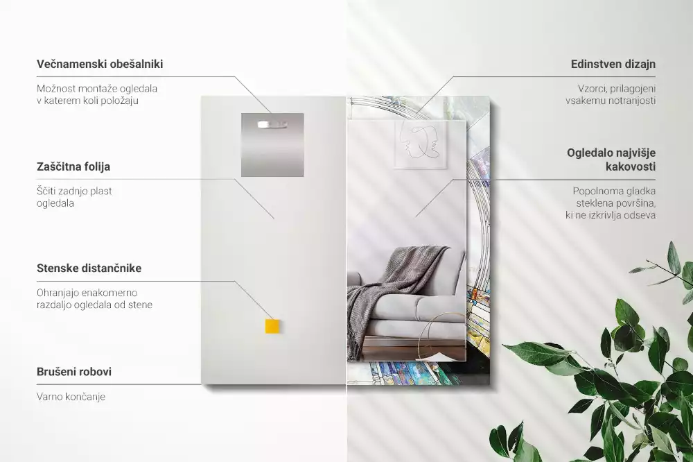 Rechthoekige spiegel met bedrukte lijst Abstract mozaïek van cirkels