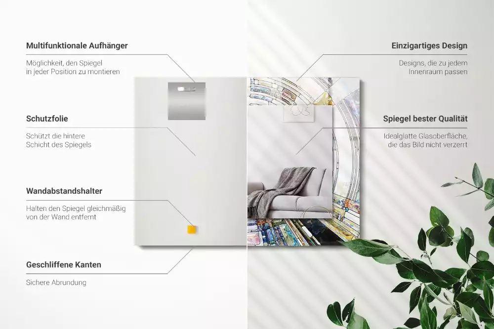 Rechthoekige spiegel met bedrukte lijst Abstract mozaïek van cirkels