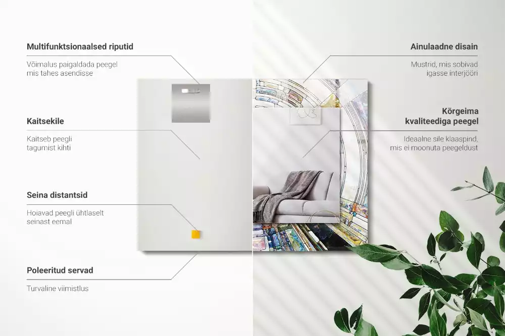 Rechthoekige spiegel met bedrukte lijst Abstract mozaïek van cirkels