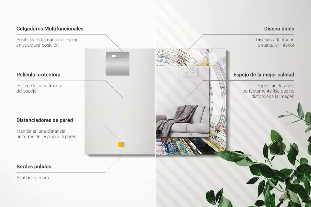 Rechthoekige spiegel met bedrukte lijst Abstract mozaïek van cirkels