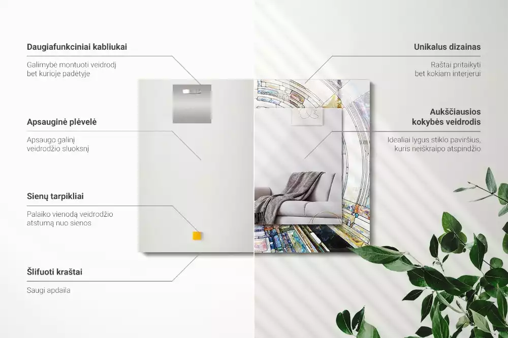 Rechthoekige spiegel met bedrukte lijst Abstract mozaïek van cirkels