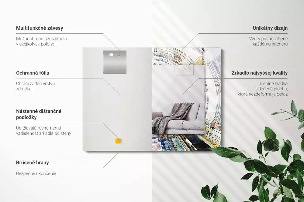 Rechthoekige spiegel met bedrukte lijst Abstract mozaïek van cirkels