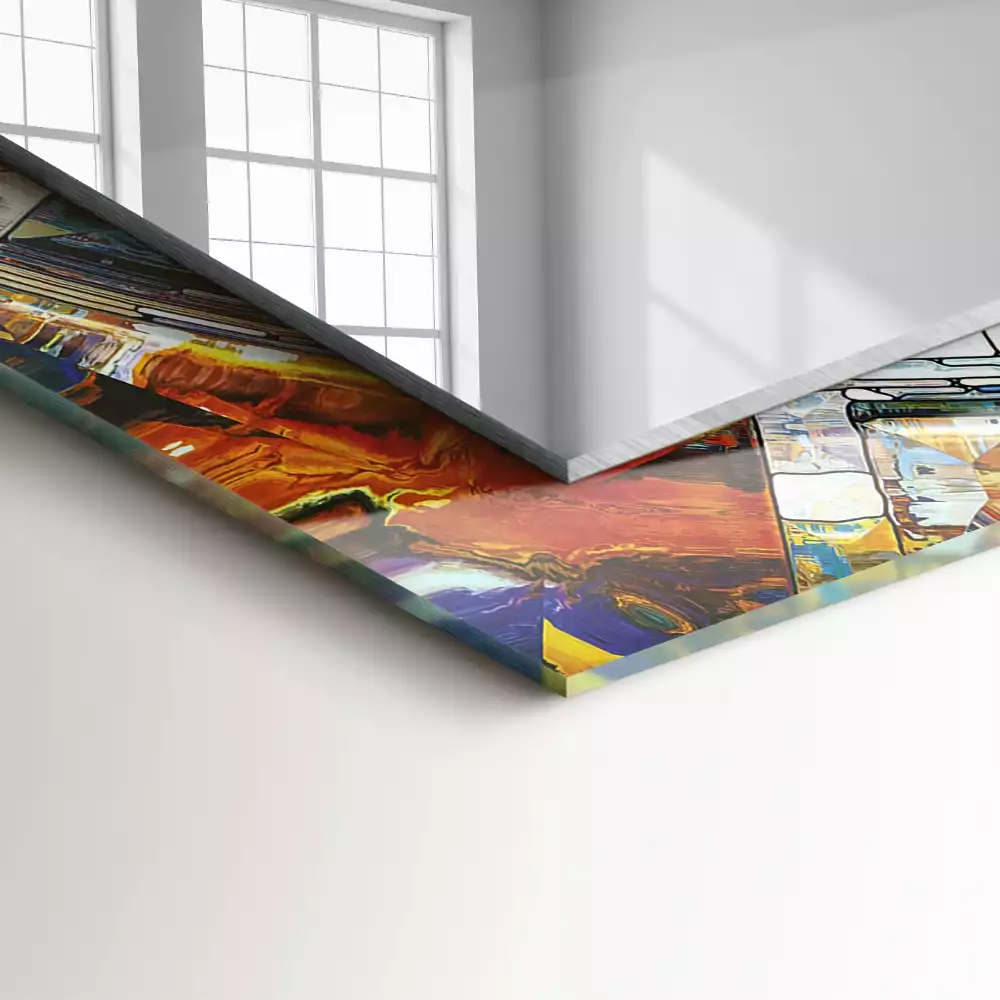 Rechthoekige spiegel met bedrukte lijst Abstract mozaïek van cirkels