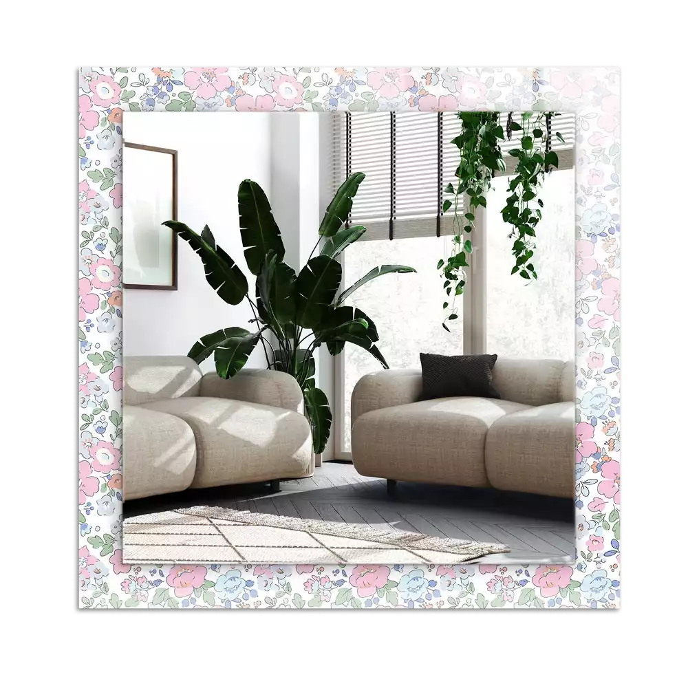 Rechthoekige spiegel met decoratie Bloemenstofpatroon