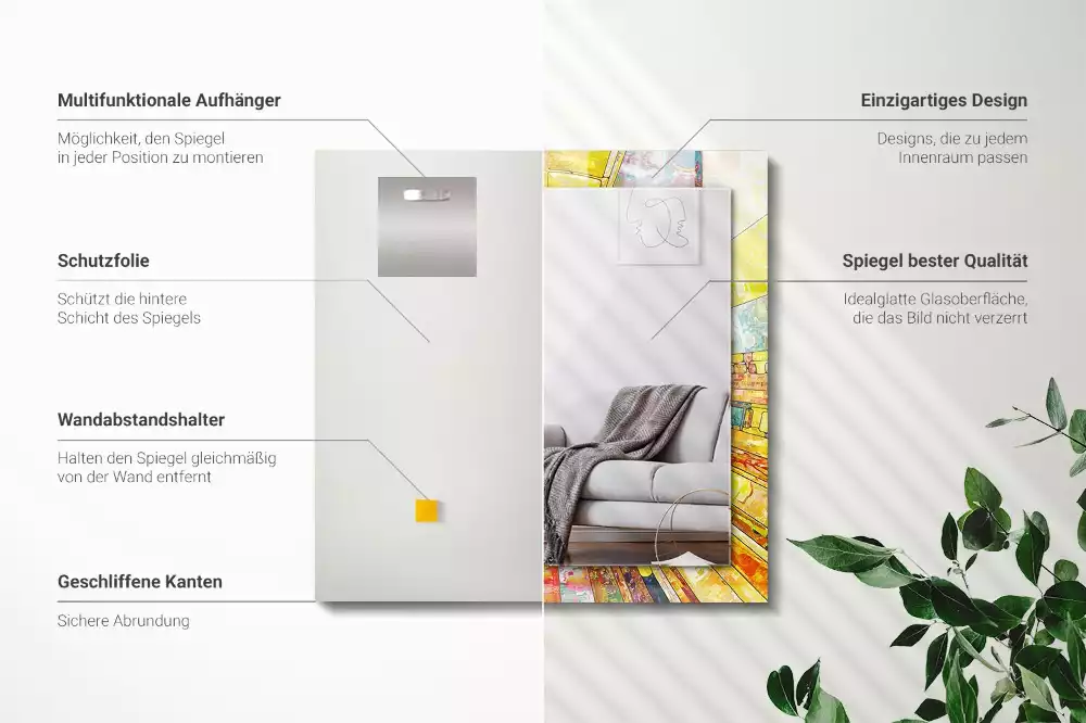 Bedrukte rechthoekige spiegel Kleurrijk abstract mozaïek