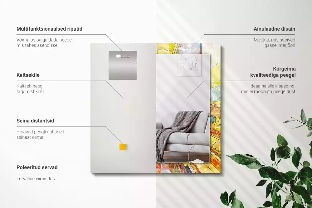 Bedrukte rechthoekige spiegel Kleurrijk abstract mozaïek