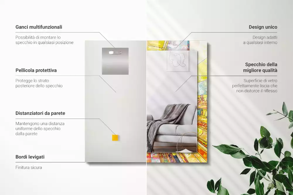 Bedrukte rechthoekige spiegel Kleurrijk abstract mozaïek