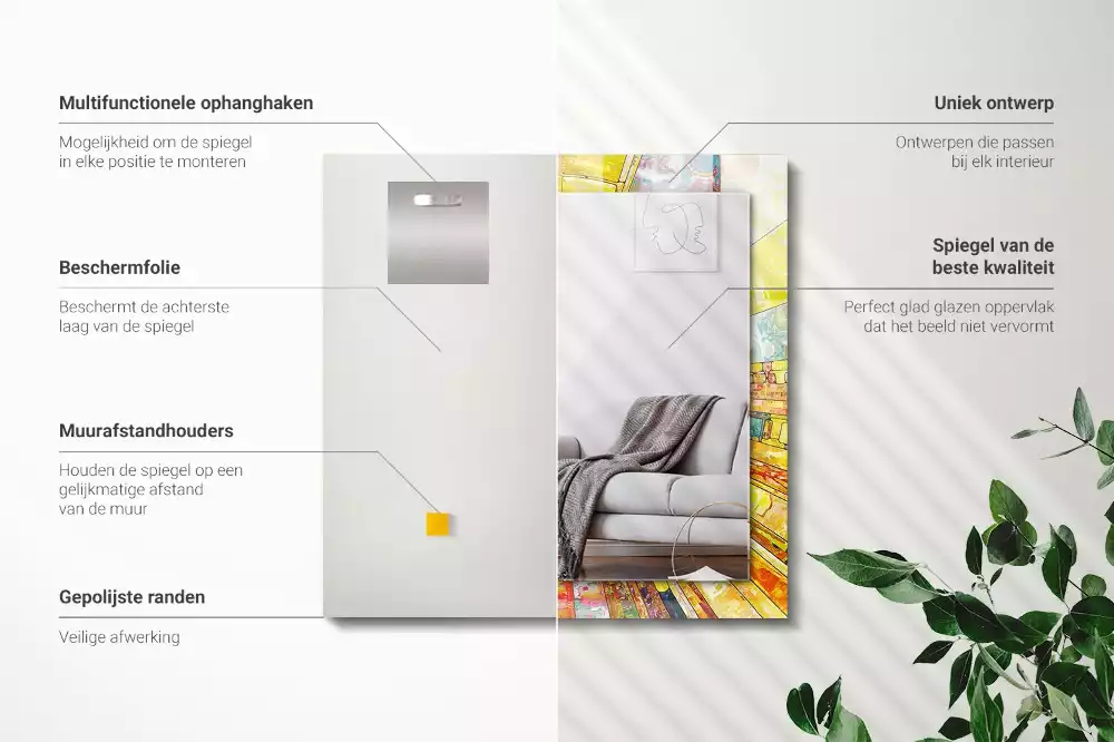 Bedrukte rechthoekige spiegel Kleurrijk abstract mozaïek