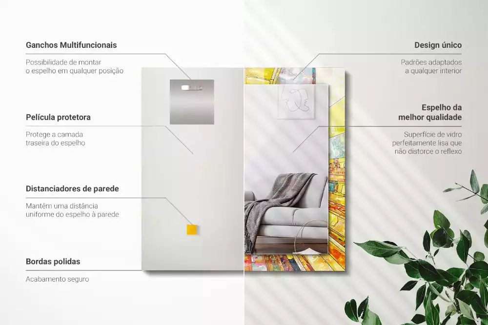 Bedrukte rechthoekige spiegel Kleurrijk abstract mozaïek