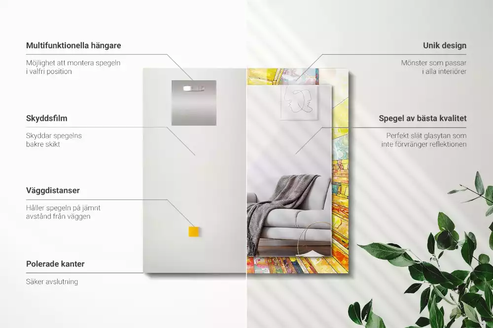 Bedrukte rechthoekige spiegel Kleurrijk abstract mozaïek