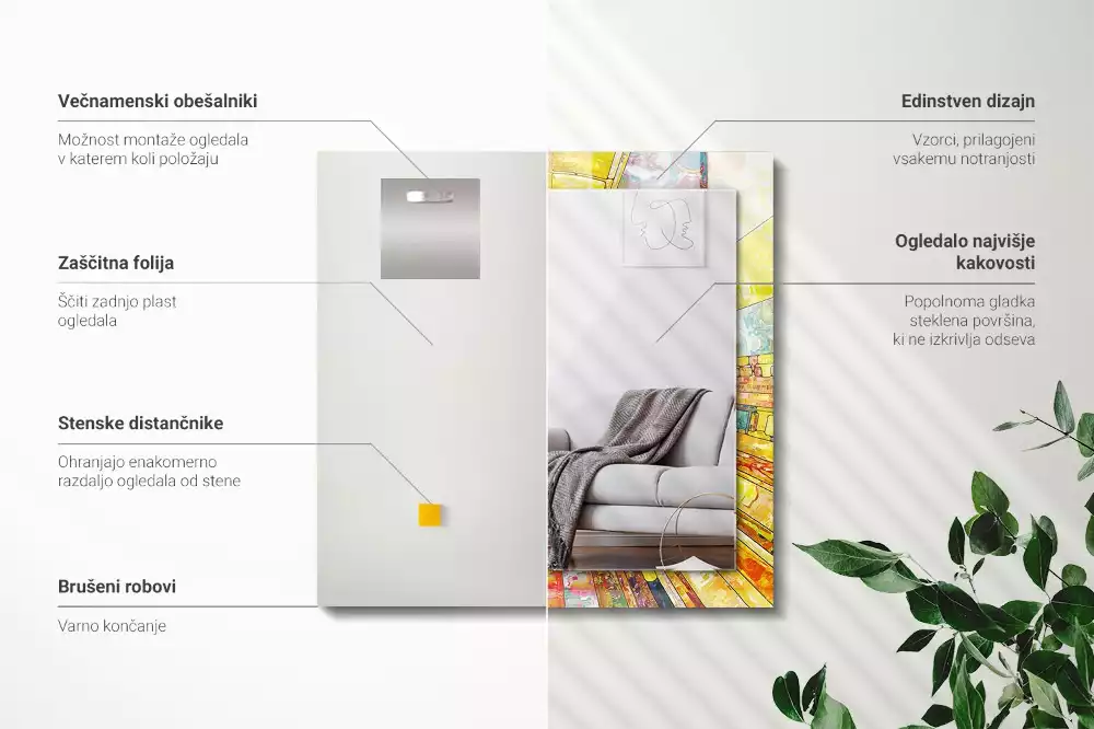 Bedrukte rechthoekige spiegel Kleurrijk abstract mozaïek