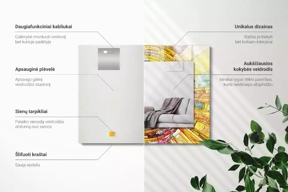 Bedrukte rechthoekige spiegel Kleurrijk abstract mozaïek