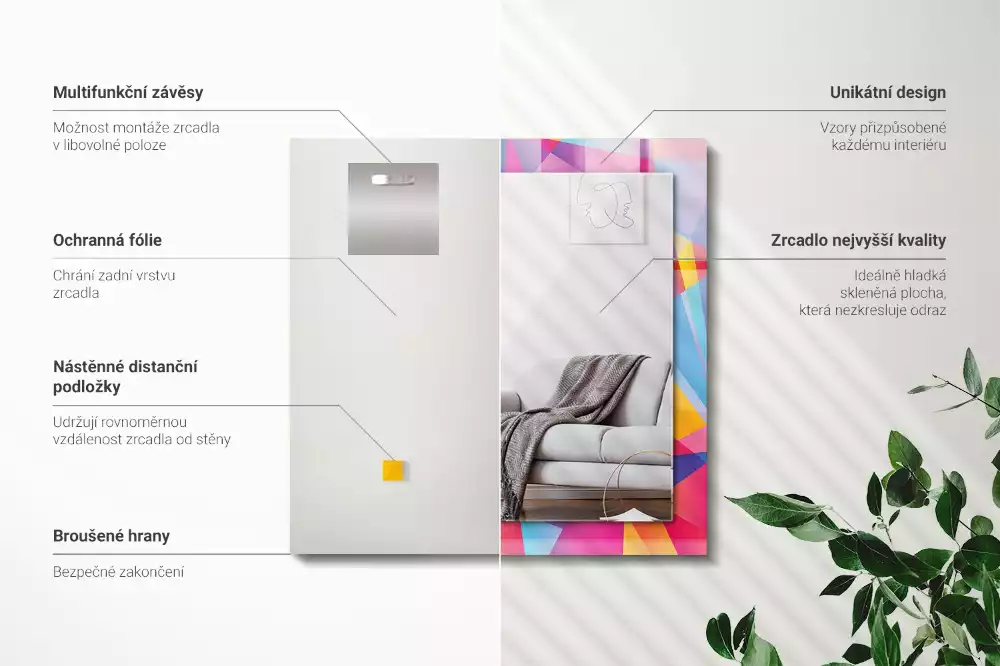 Rechthoekige spiegel met decoratie Kleurrijke geometrische patronen