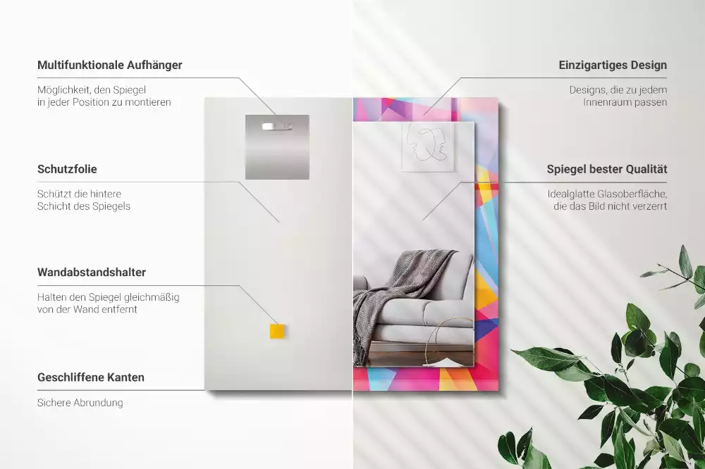 Rechthoekige spiegel met decoratie Kleurrijke geometrische patronen