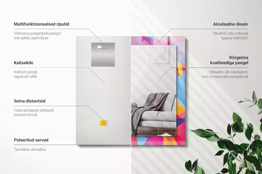 Rechthoekige spiegel met decoratie Kleurrijke geometrische patronen
