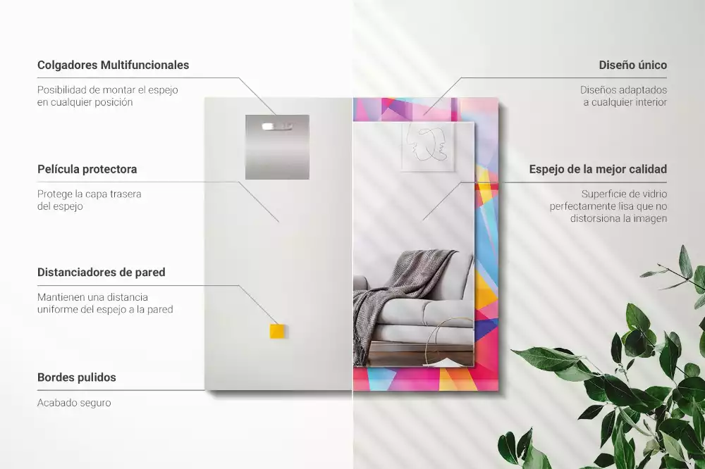 Rechthoekige spiegel met decoratie Kleurrijke geometrische patronen