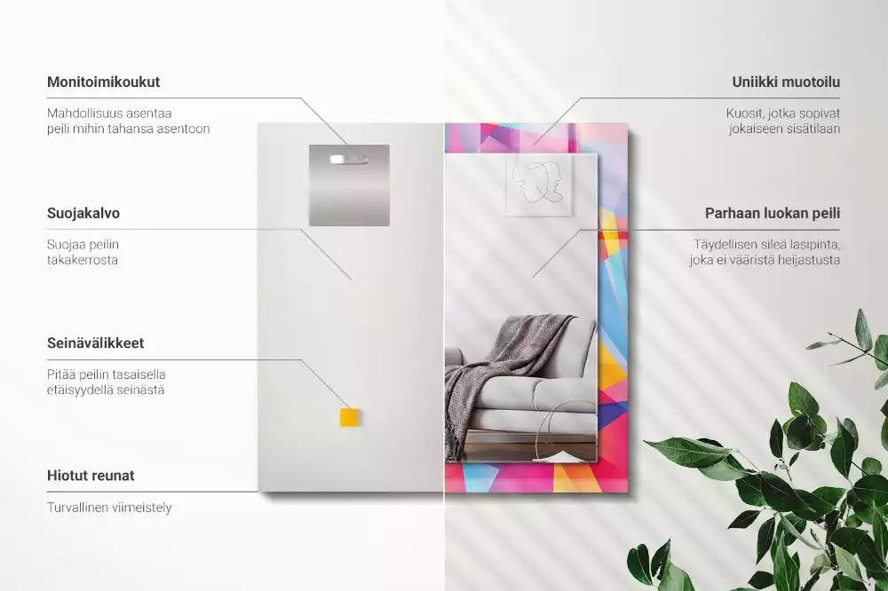 Rechthoekige spiegel met decoratie Kleurrijke geometrische patronen
