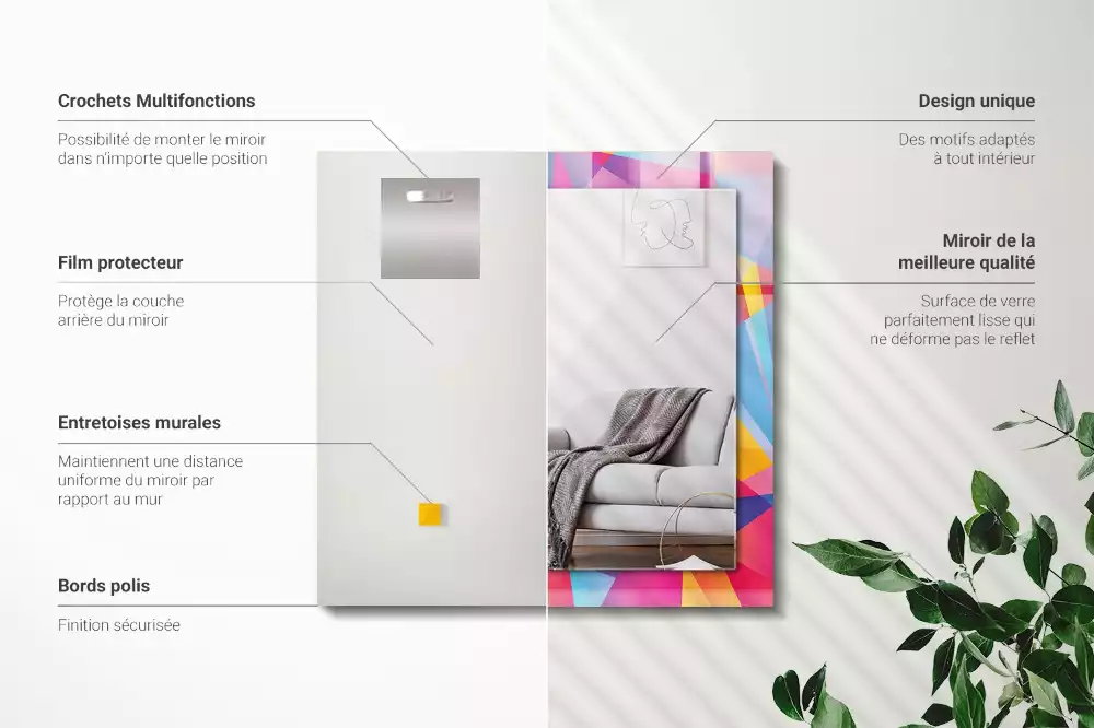 Rechthoekige spiegel met decoratie Kleurrijke geometrische patronen