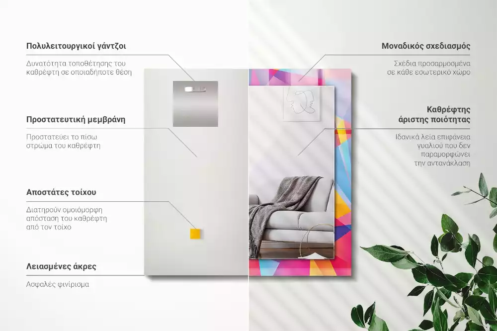 Rechthoekige spiegel met decoratie Kleurrijke geometrische patronen