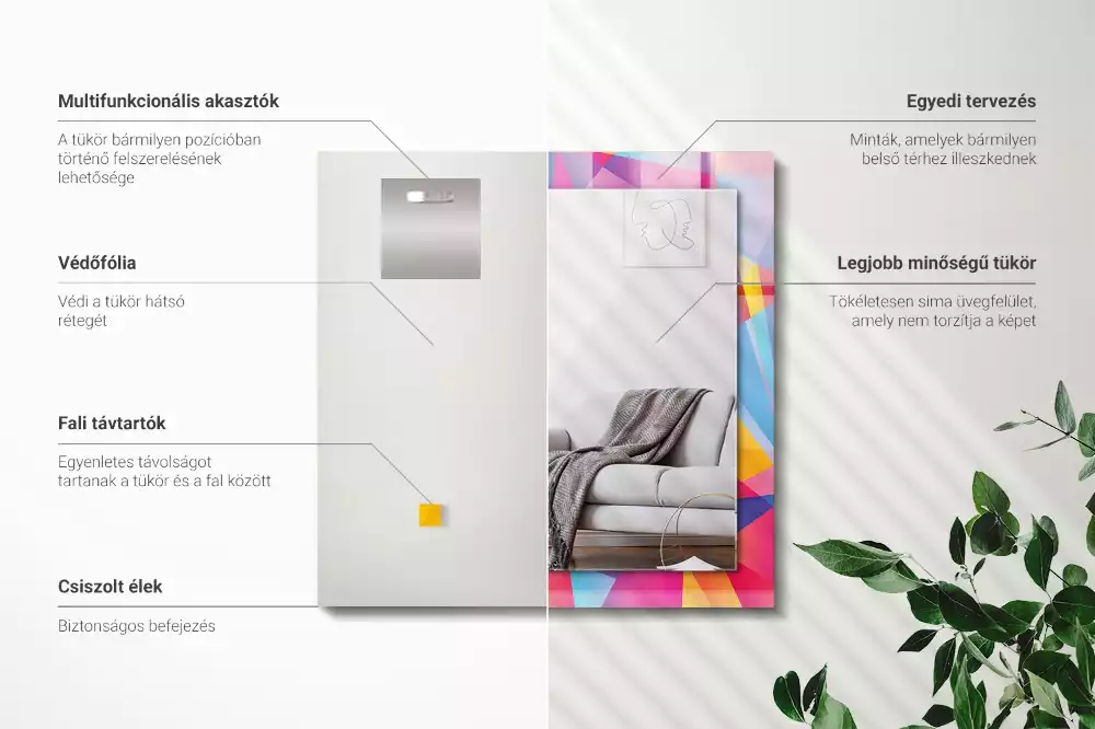 Rechthoekige spiegel met decoratie Kleurrijke geometrische patronen