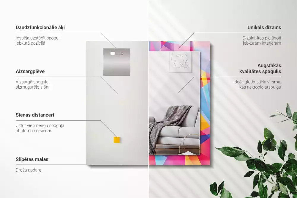 Rechthoekige spiegel met decoratie Kleurrijke geometrische patronen