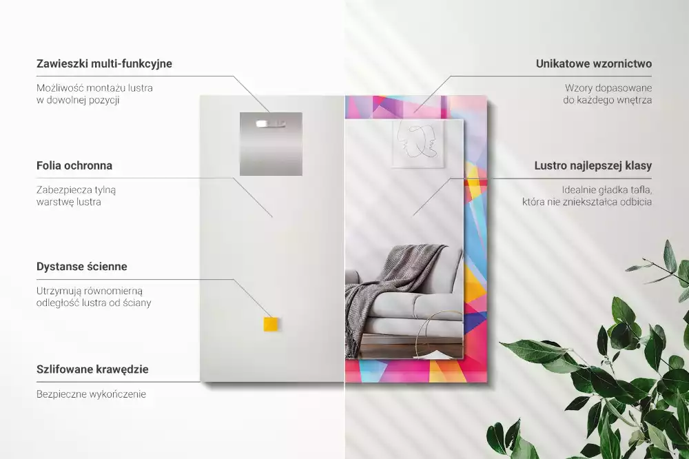 Rechthoekige spiegel met decoratie Kleurrijke geometrische patronen