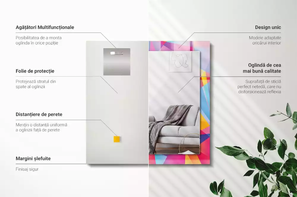 Rechthoekige spiegel met decoratie Kleurrijke geometrische patronen