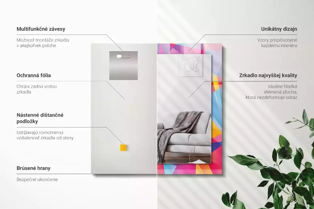 Rechthoekige spiegel met decoratie Kleurrijke geometrische patronen