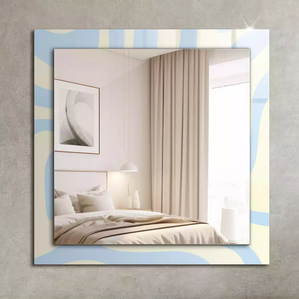 Rechthoekige spiegel lijst met print Abstracte golvende patronen
