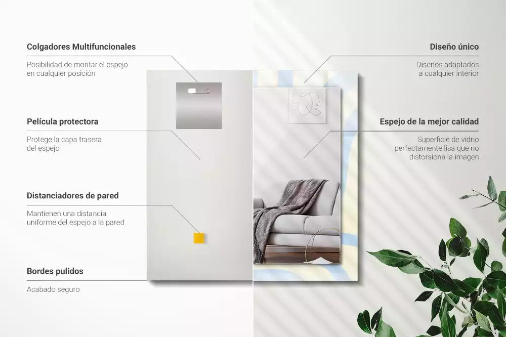 Rechthoekige spiegel lijst met print Abstracte golvende patronen