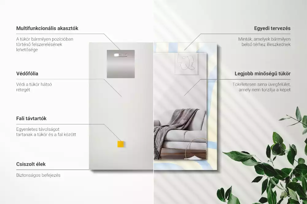 Rechthoekige spiegel lijst met print Abstracte golvende patronen