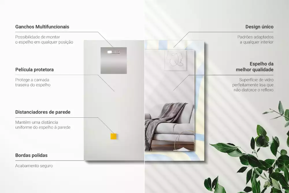 Rechthoekige spiegel lijst met print Abstracte golvende patronen