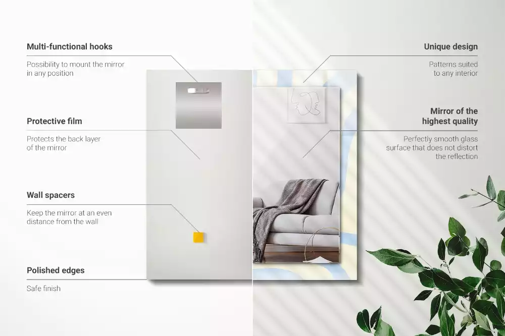 Rechthoekige spiegel lijst met print Abstracte golvende patronen