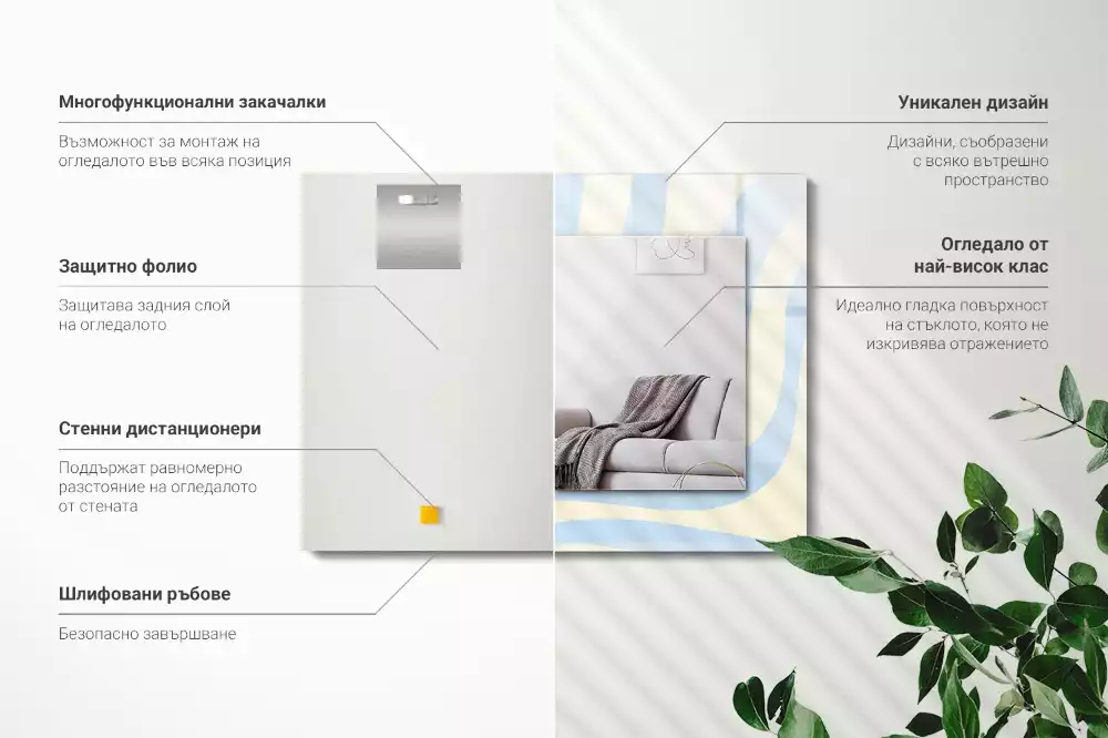 Rechthoekige spiegel lijst met print Abstracte golvende patronen