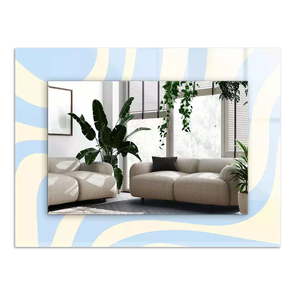 Rechthoekige spiegel lijst met print Abstracte golvende patronen