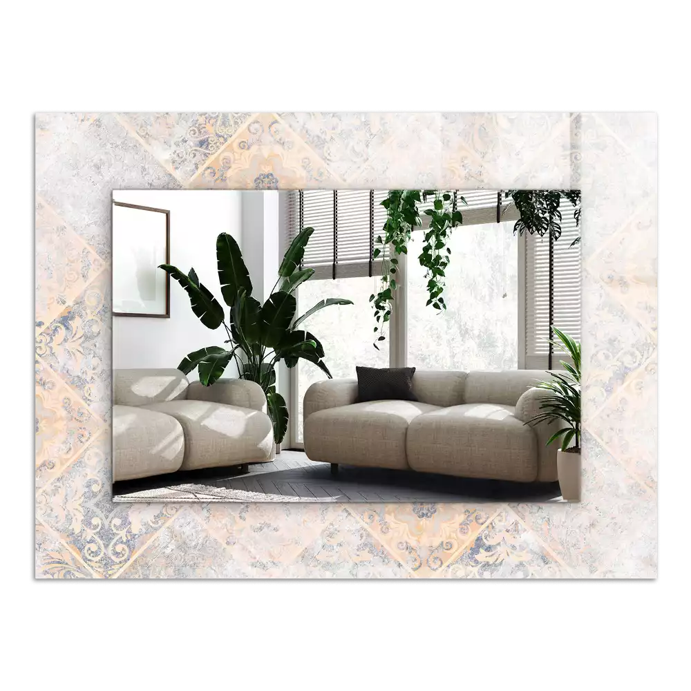 Rechthoekige spiegel met decoratie Gepatroneerde tegels