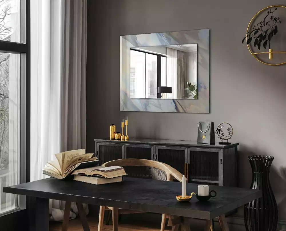 Rechthoekige spiegel lijst met print Abstracte kleurrijke patronen