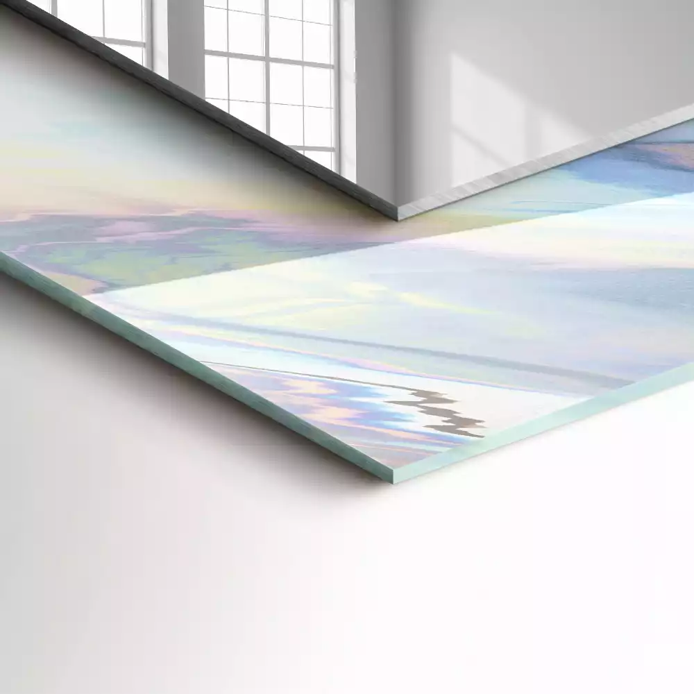 Rechthoekige spiegel lijst met print Abstracte kleurrijke patronen