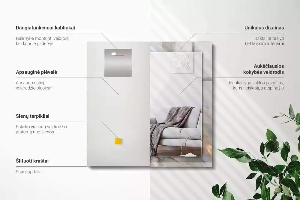 Rechthoekige spiegel lijst met print Abstracte kleurrijke patronen