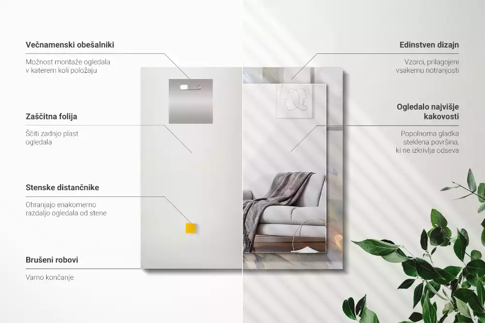 Rechthoekige spiegel lijst met print Abstracte kleurrijke patronen