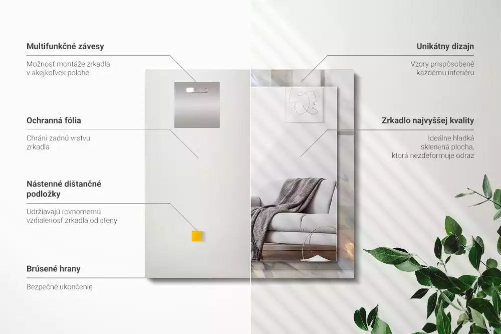 Rechthoekige spiegel lijst met print Abstracte kleurrijke patronen