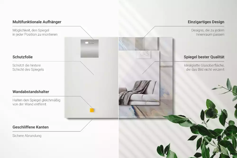 Rechthoekige spiegel lijst met print Abstracte kleurrijke patronen