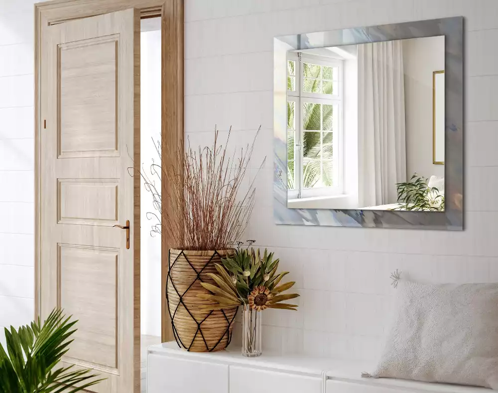 Rechthoekige spiegel lijst met print Abstracte kleurrijke patronen