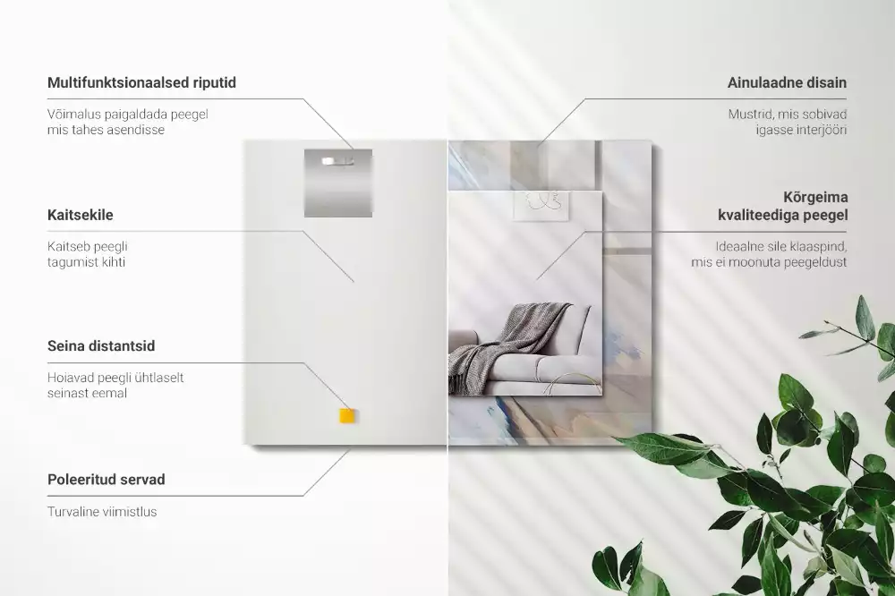 Rechthoekige spiegel lijst met print Abstracte kleurrijke patronen